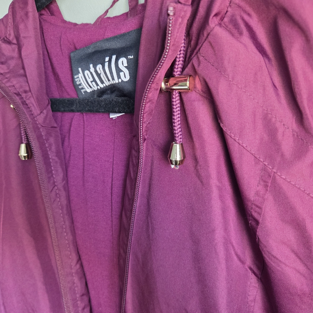 Intl. Details Plus Size 22/24 Gorpcore Plum Hooded Windbreaker Anorak - Picture 4 of 6